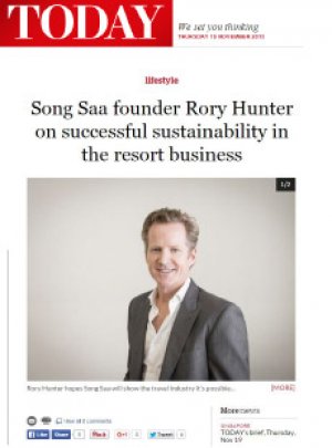 Rory Hunter on Sustainable Resort Business in Today Online, Singapore
