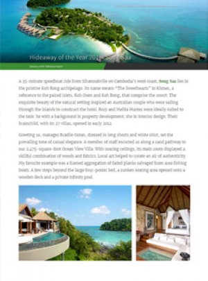 Song Saa Private Island Awarded as Hideaway of the Year 2016 by Andrew Harper