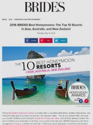 Song Saa as one of the top Honeymoon Resort in Brides Magazine, US